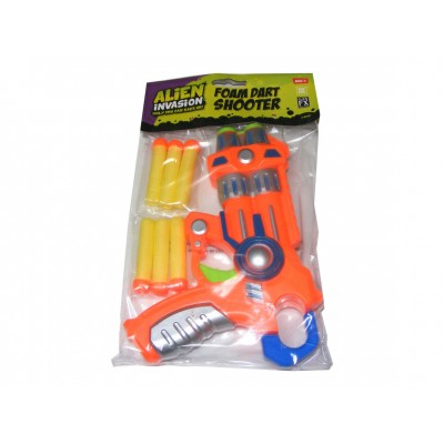 Plastic Alien Invasion Double Firing Foam Dart Shooter Gun with 6 Foam Darts